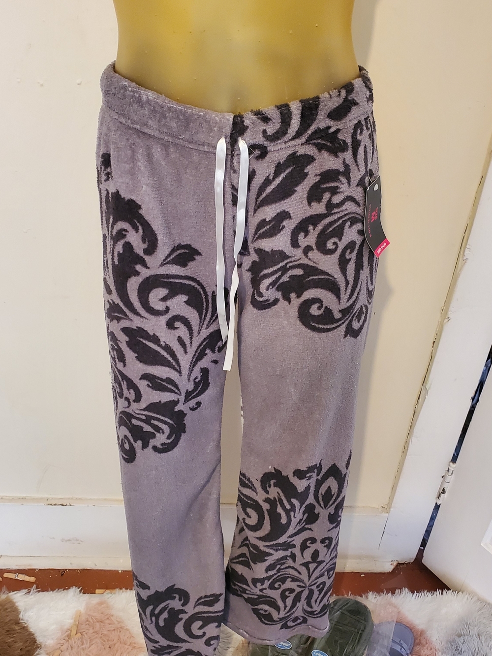 Men's Gray Patterned Lounge Pants Size M